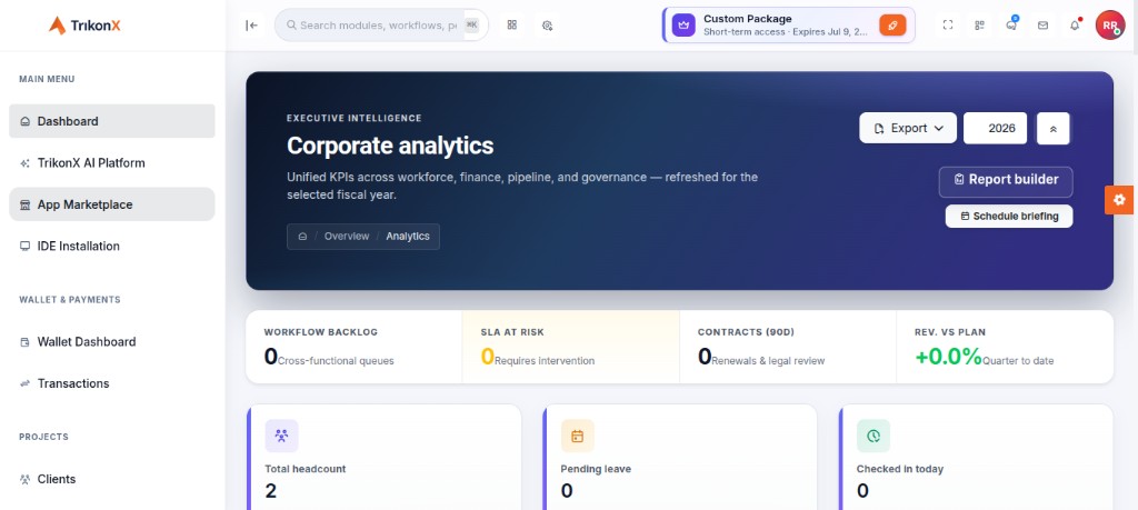 Corporate analytics dashboard